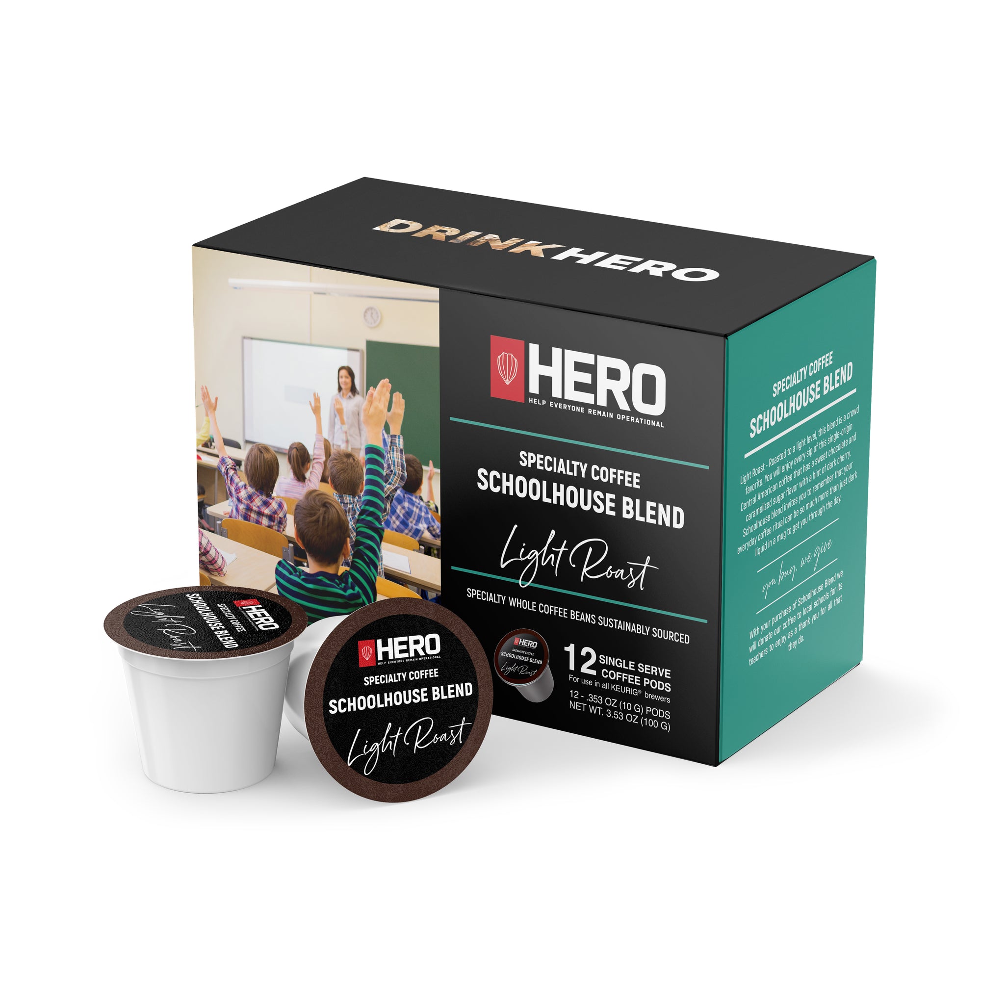 HERO Schoolhouse Blend Light Roast Coffee Pods